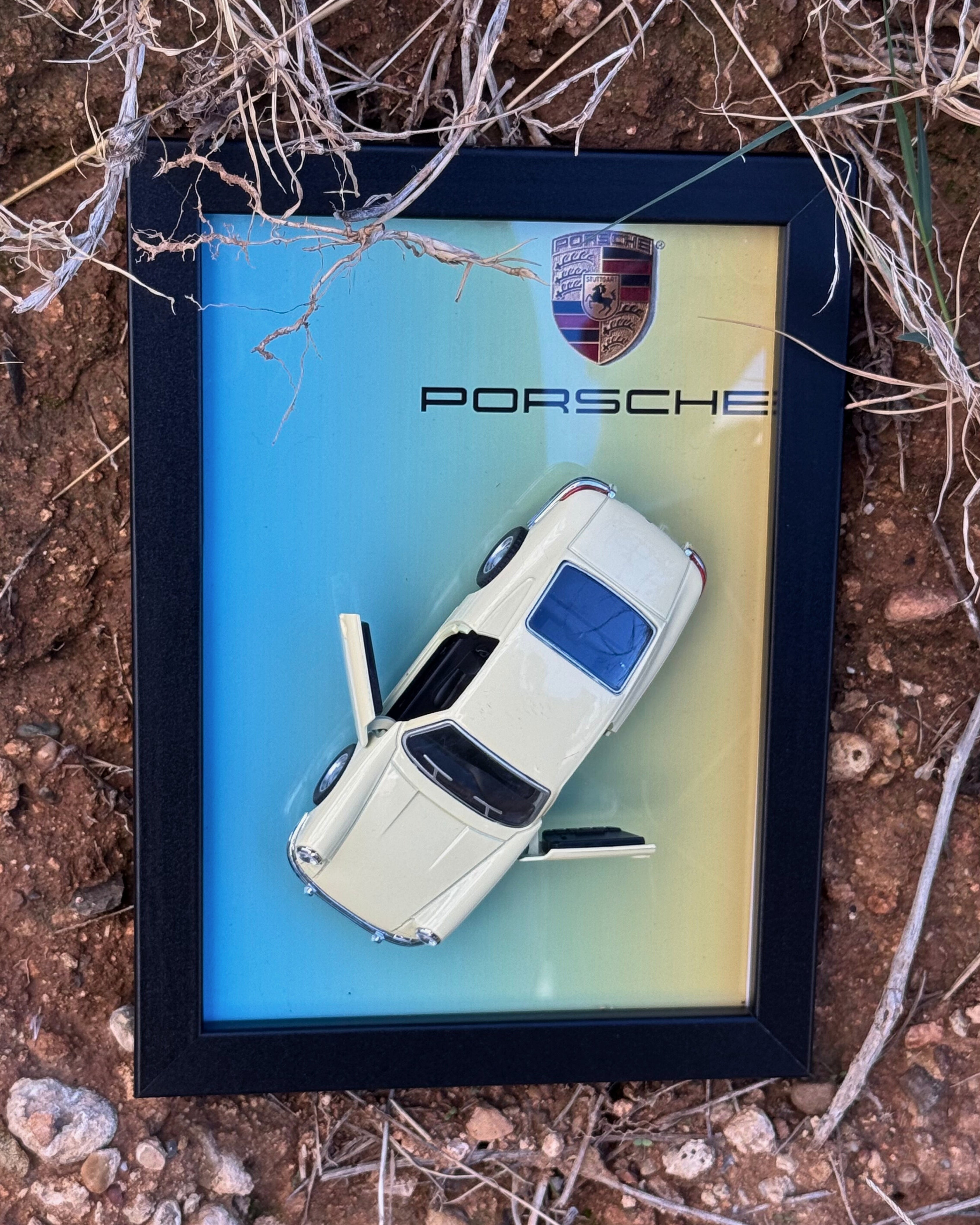 Porsche Klasik Diecast Model Araba Tablo 15 x 25 cm