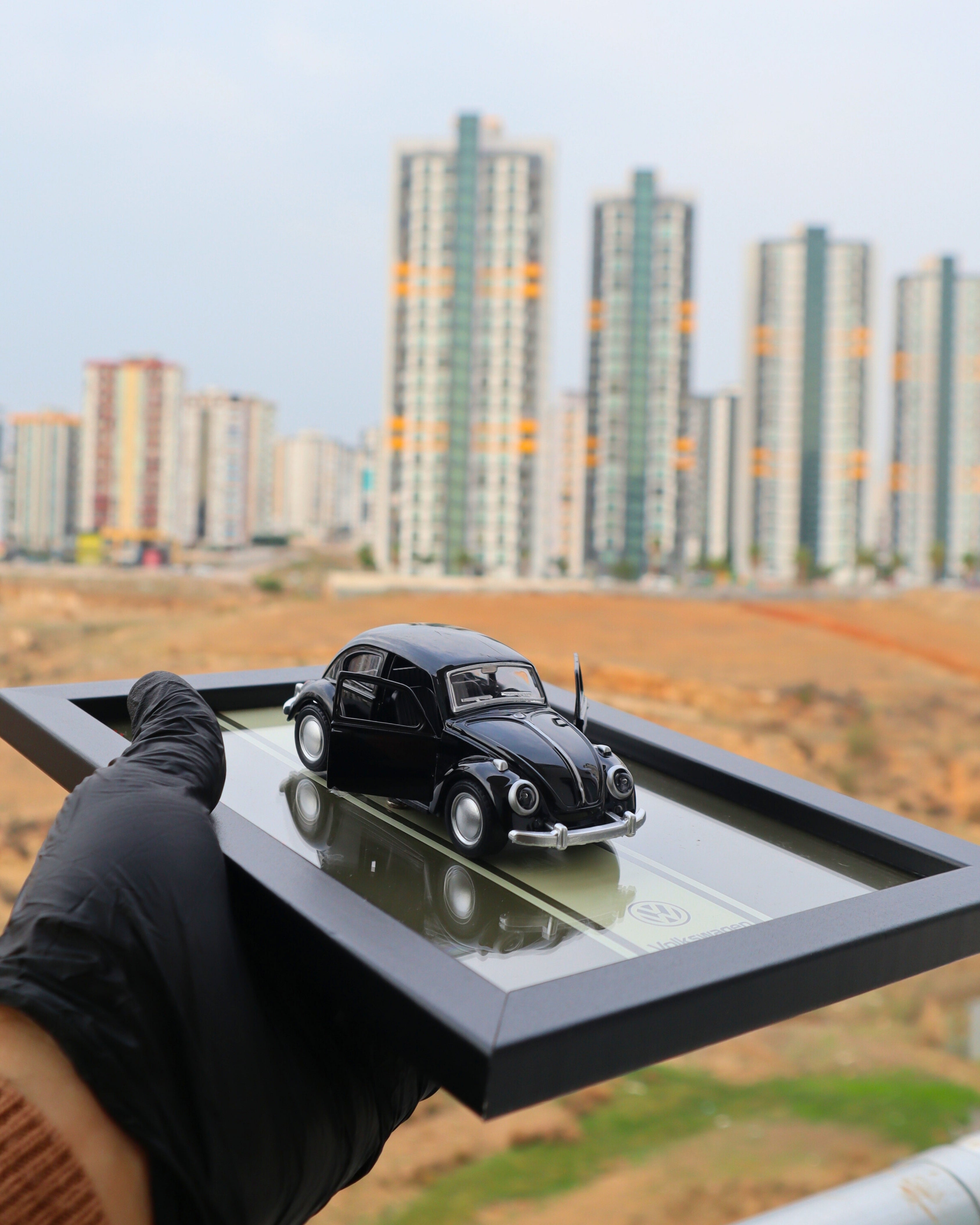 Volkswagen Beetle (Vosvos) Classic 3D Çerçeveli Diecast Model 15 x 21 cm