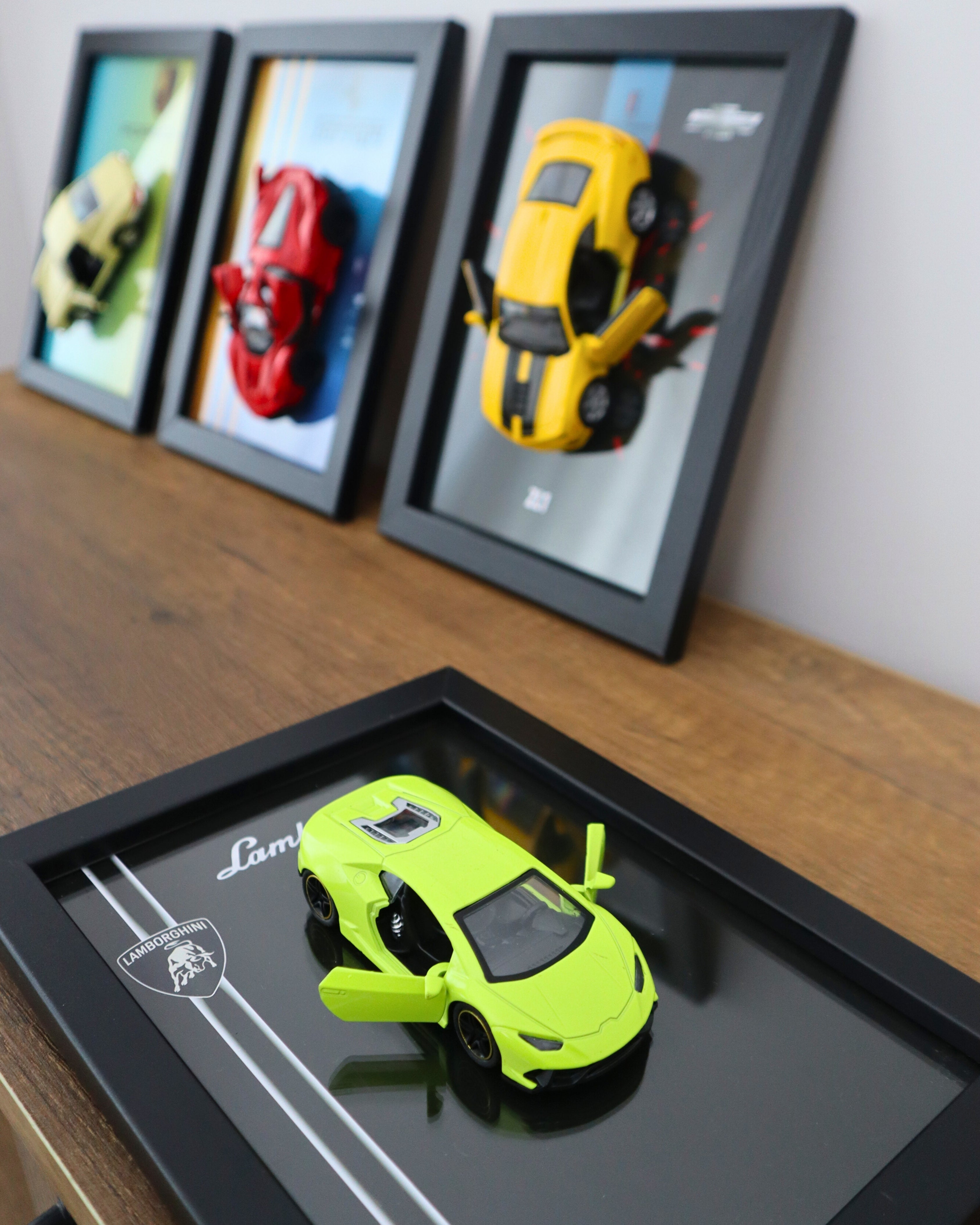 Lamborghini Huracán Yeşil Diecast Model Araba Tablo 15x21