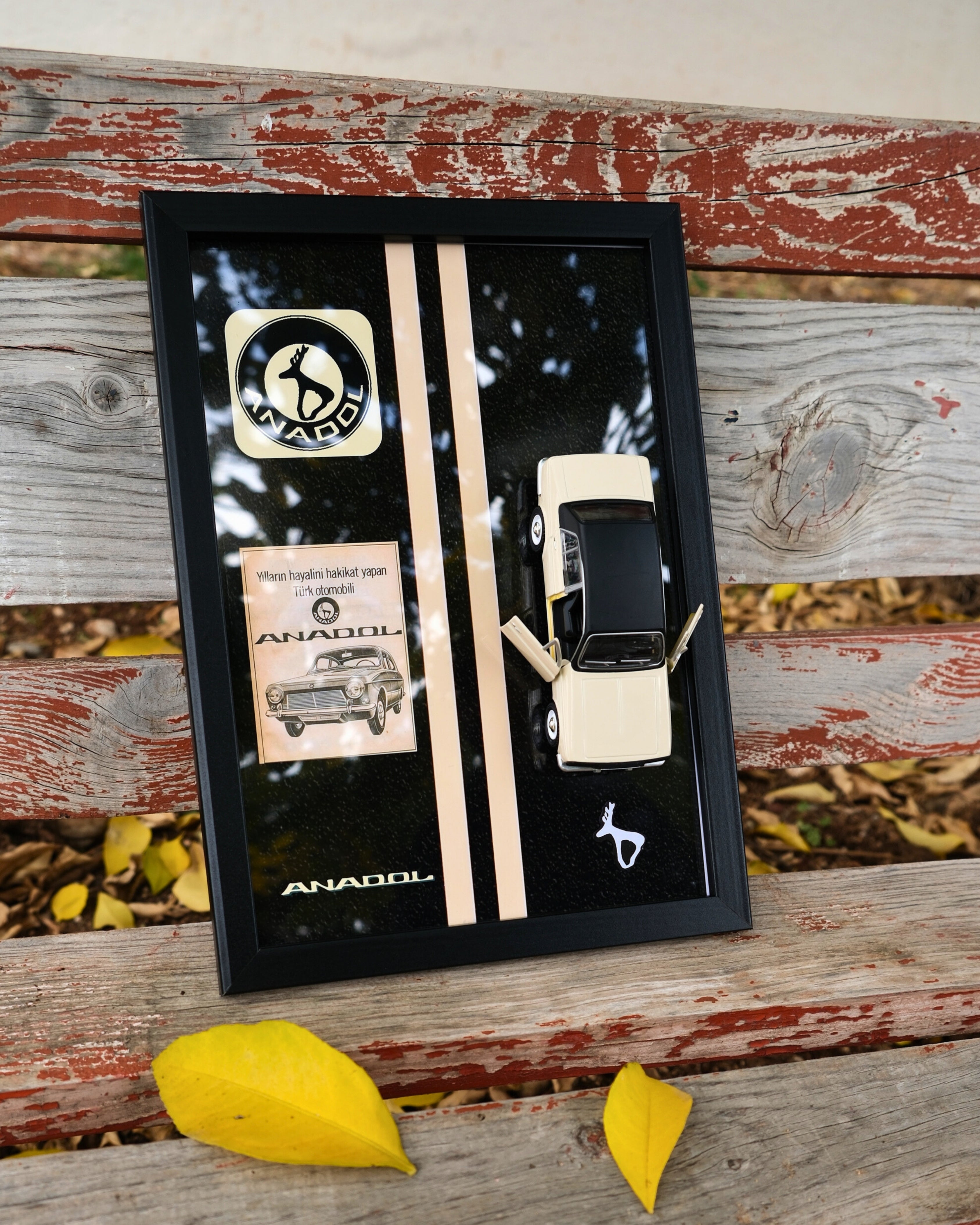 Lisanslı Anadol Klasik Otomobil Diecast Model Araba Tablo 21×30
