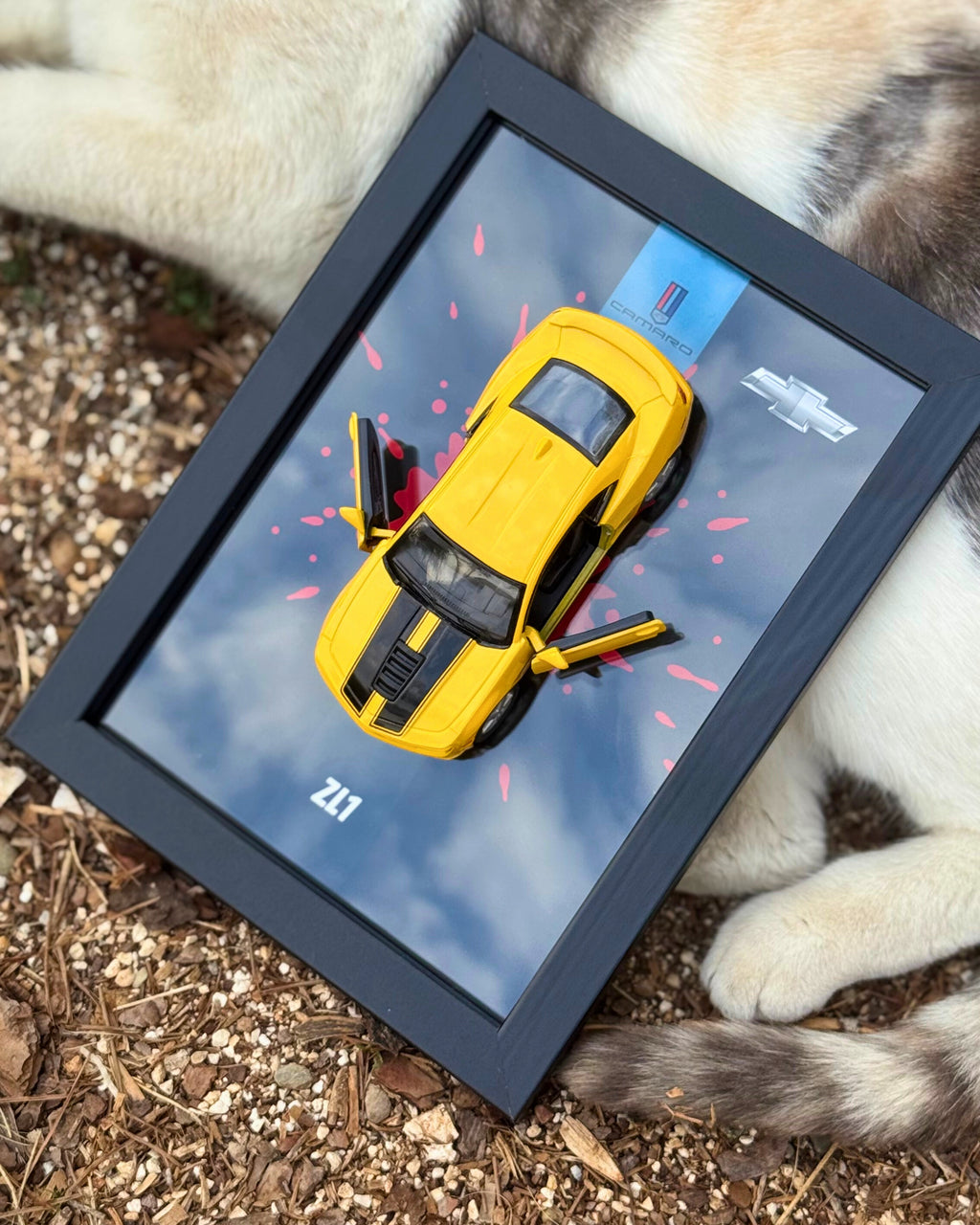 Lisanslı Chevrolet Camaro ZL1 Diecast Model Araba Tablo 15x21