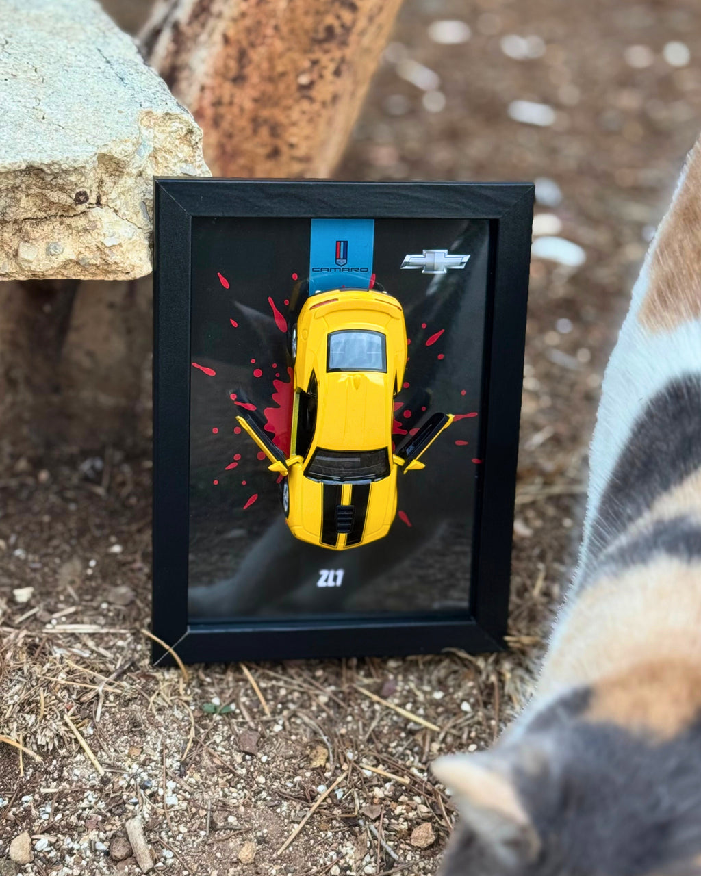 Lisanslı Chevrolet Camaro ZL1 Diecast Model Araba Tablo 15x21