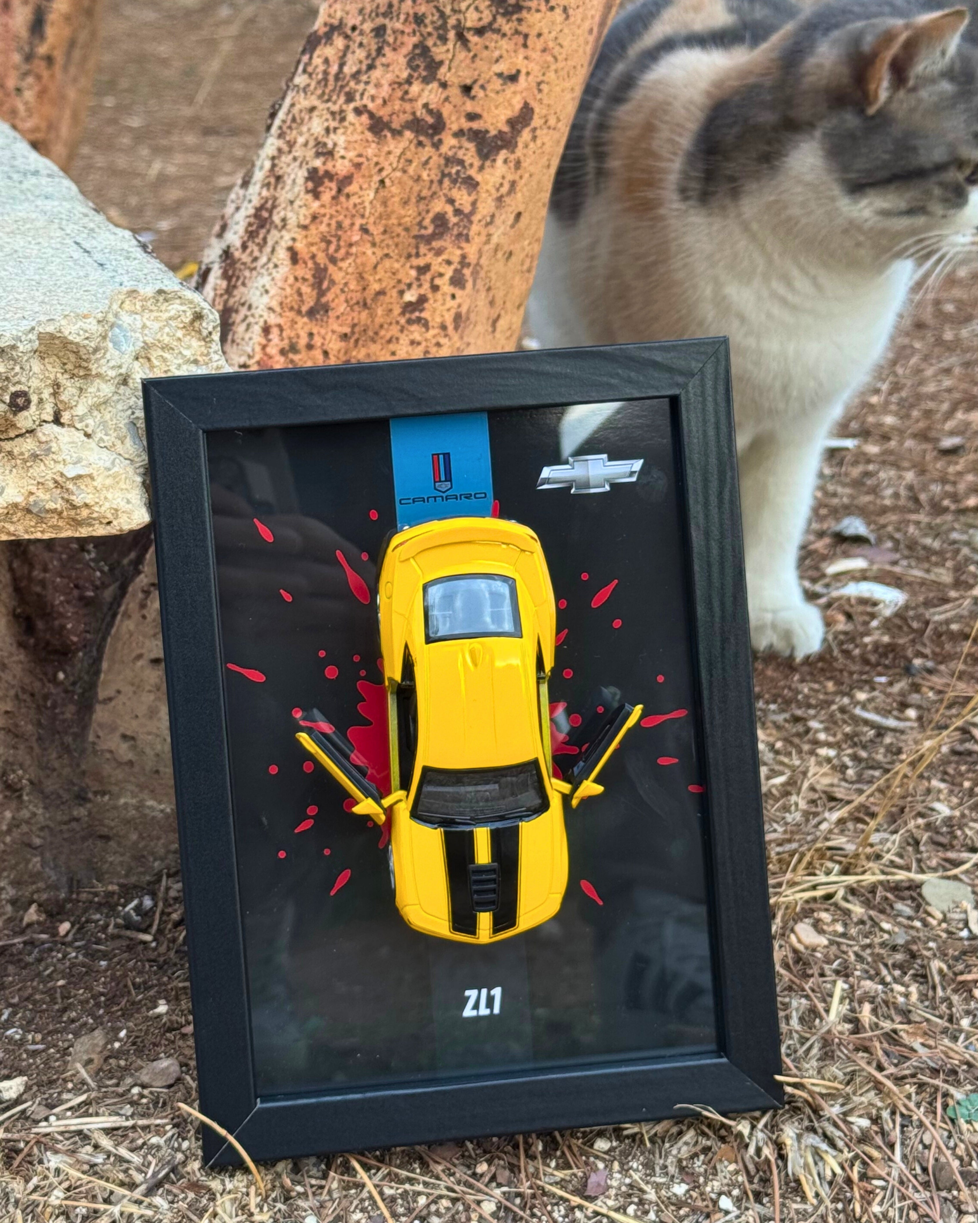 Lisanslı Chevrolet Camaro ZL1 Diecast Model Araba Tablo 15x21