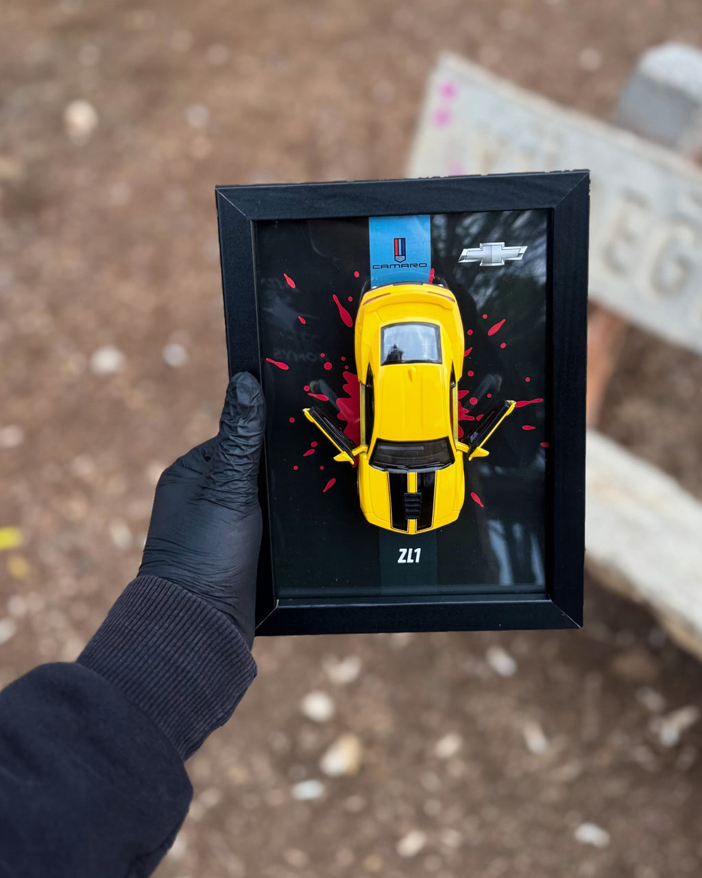 Lisanslı Chevrolet Camaro ZL1 Diecast Model Araba Tablo 15x21