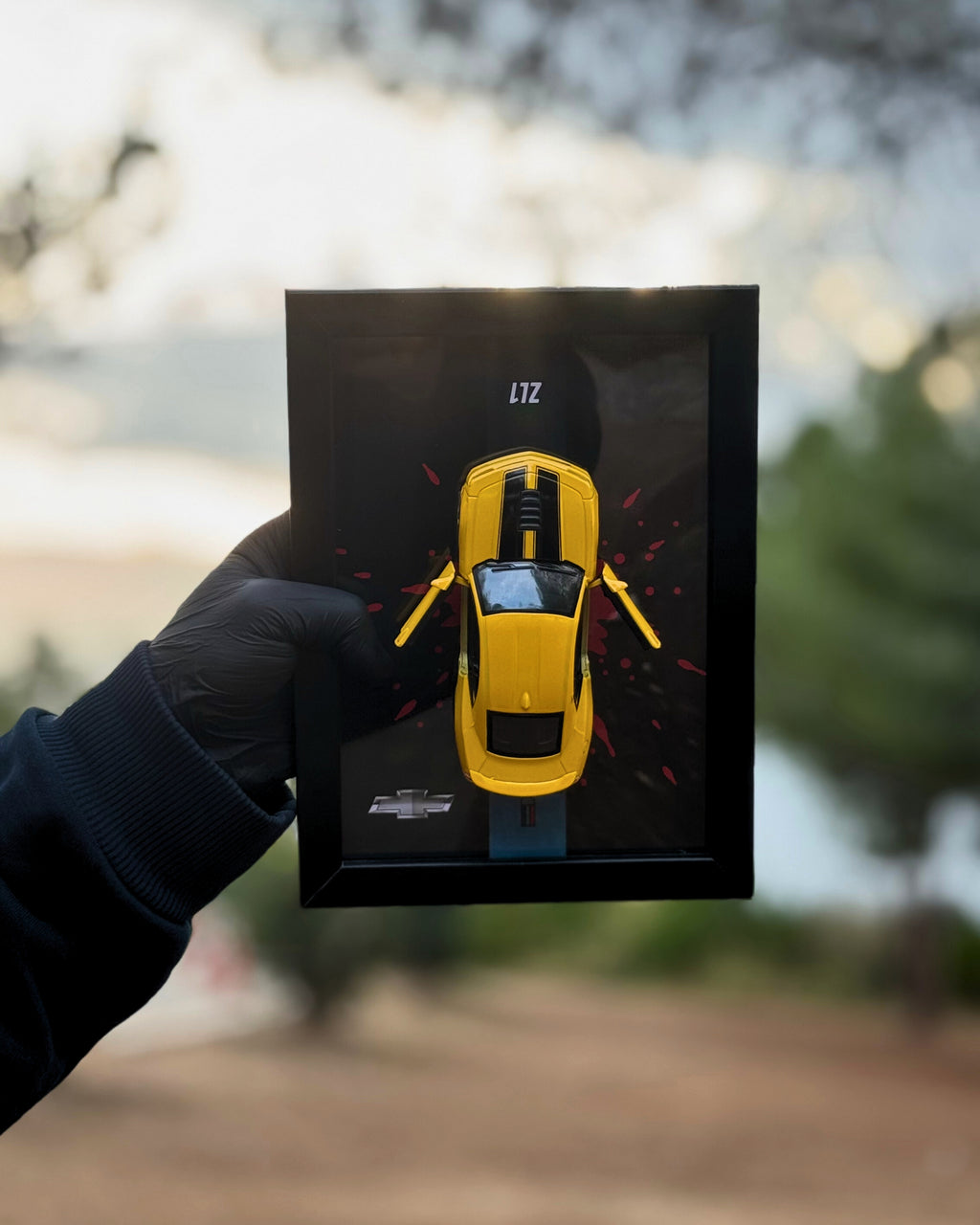 Lisanslı Chevrolet Camaro ZL1 Diecast Model Araba Tablo 15x21