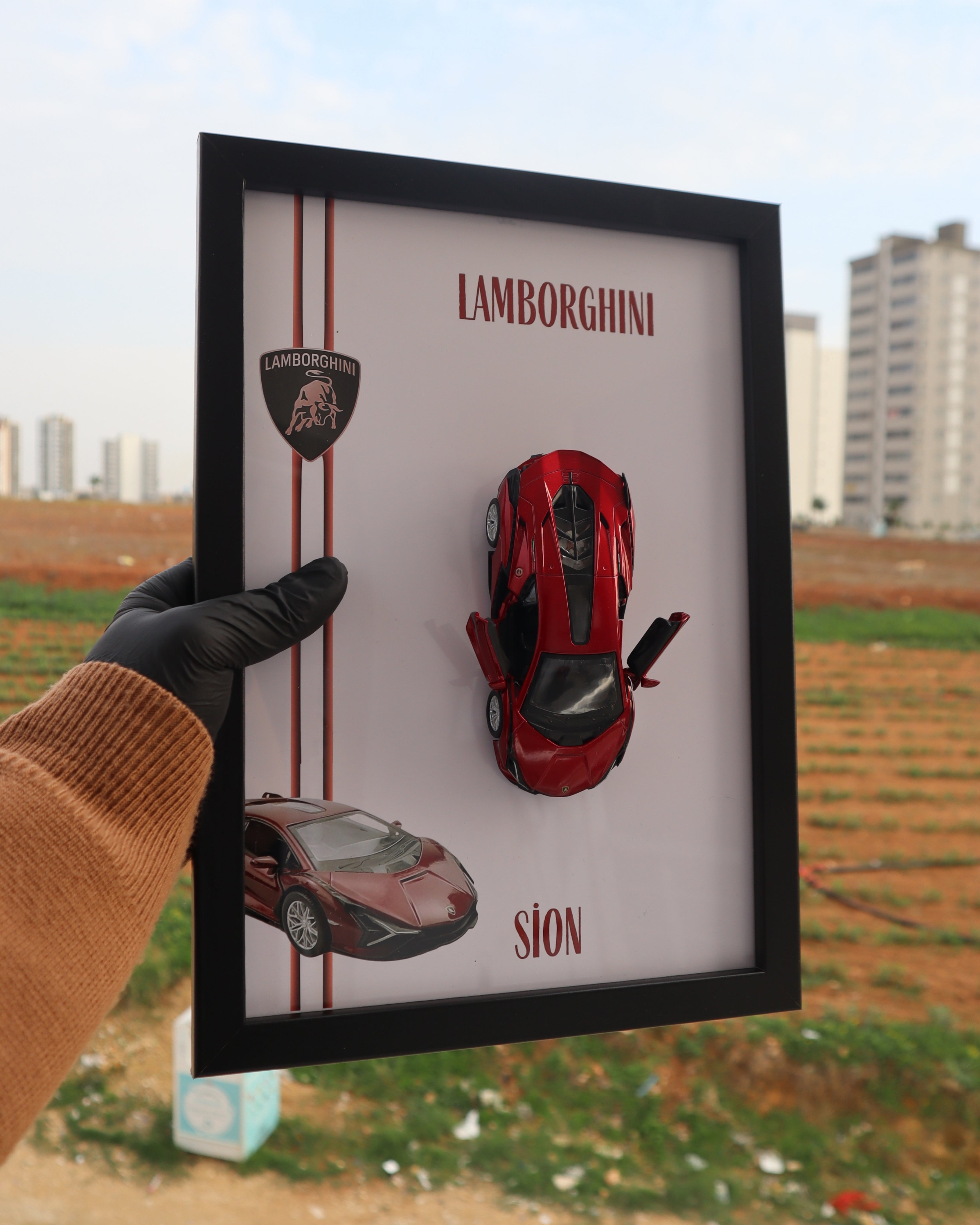 Lisanslı Lamborghini Sián Diecast Model Araba Tablo 15 x 21