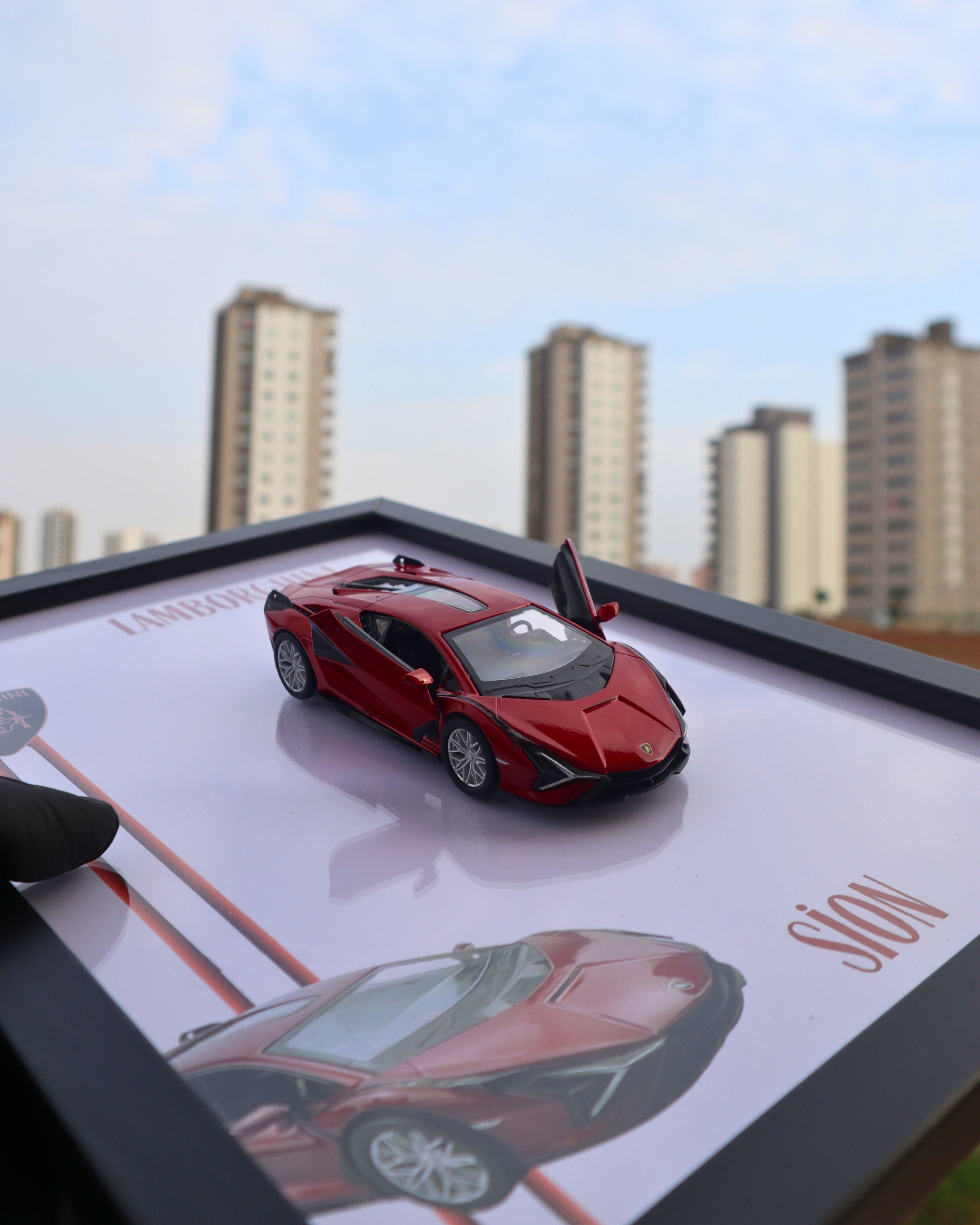 Lisanslı Lamborghini Sián Diecast Model Araba Tablo 15 x 21