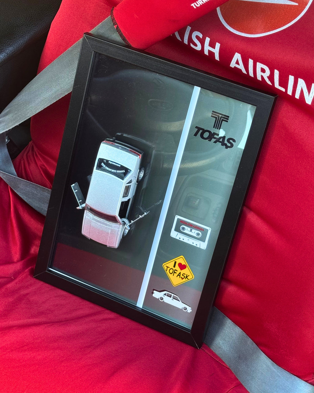 Lisanslı Tofaş Şahin Klasik Diecast Model Araba Tablo 21 x 30 cm
