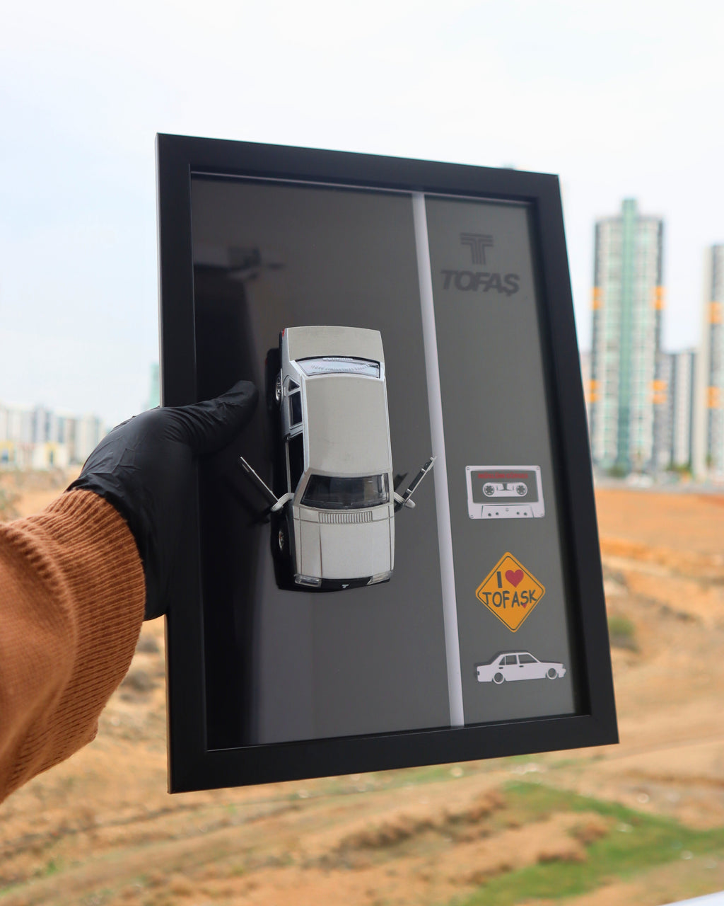 Lisanslı Tofaş Şahin Klasik Diecast Model Araba Tablo 21 x 30 cm