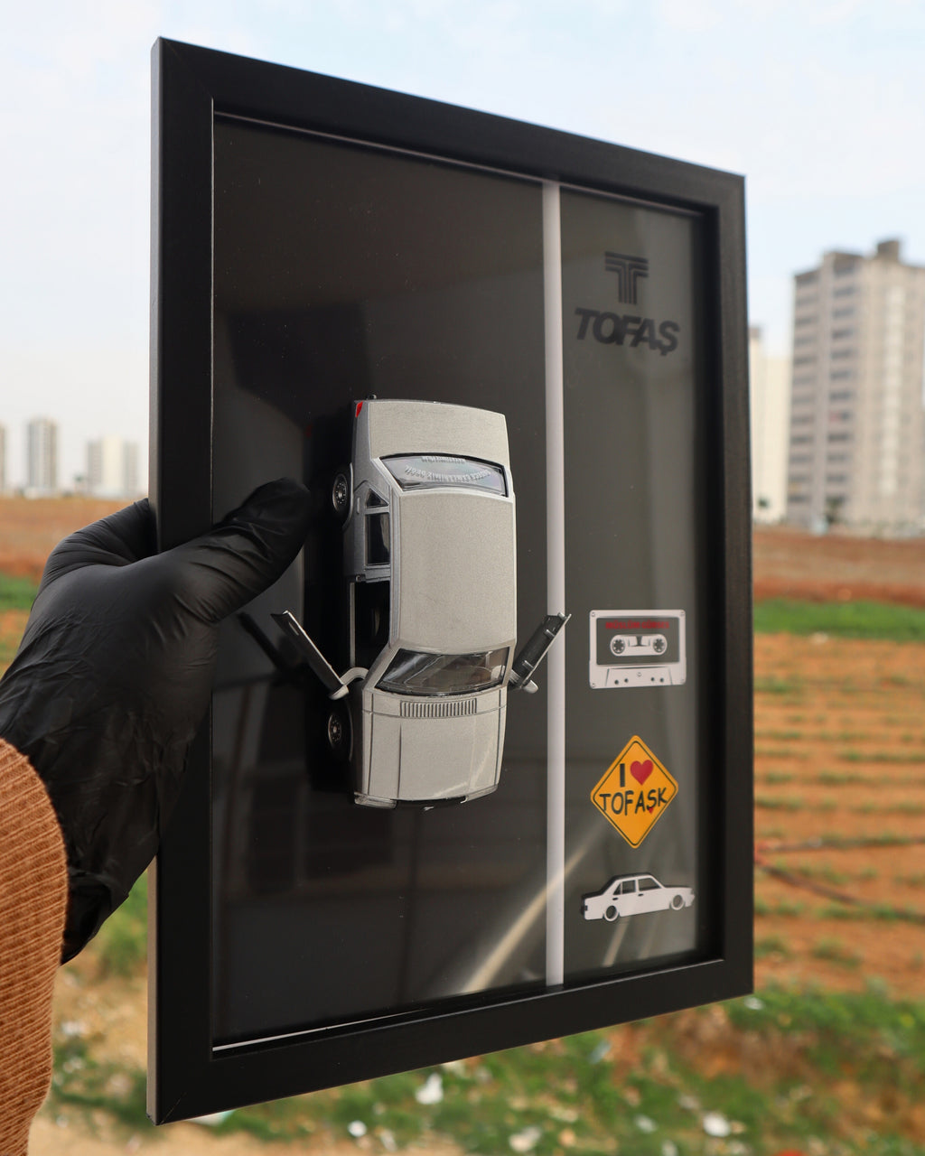 Lisanslı Tofaş Şahin Klasik Diecast Model Araba Tablo 21 x 30 cm