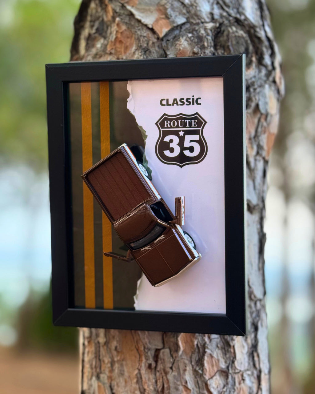Classic Route 35 Diecast Pick-Up Araba Tablosu 15 x 21 cm