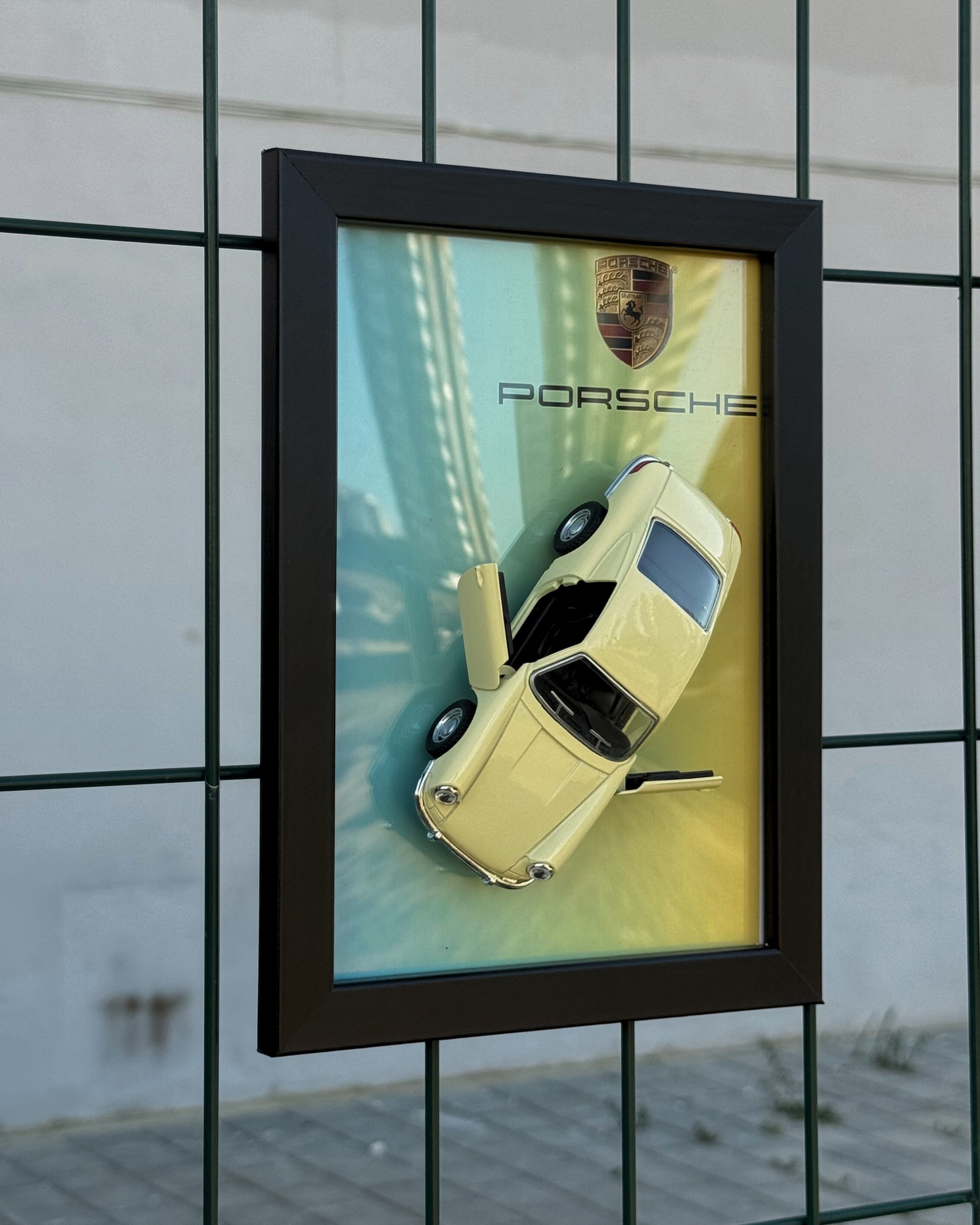 Porsche Klasik Diecast Model Araba Tablo 15 x 25 cm