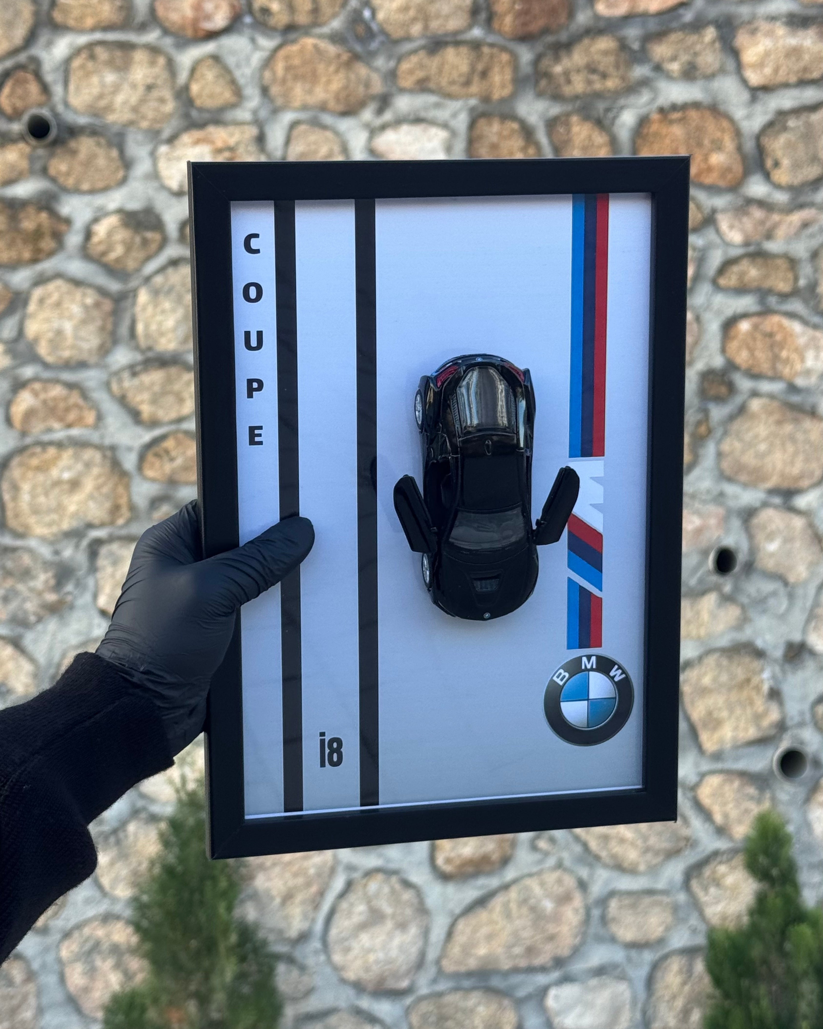 Lisanslı BMW i8 Coupe Diecast Model Araba Koleksiyon Tablosu - 21x30