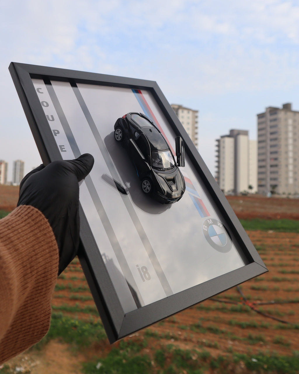 Lisanslı BMW i8 Coupe Diecast Model Araba Koleksiyon Tablosu - 21x30